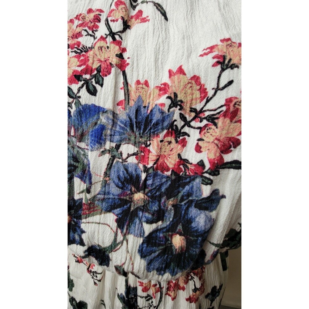 Sage Floral Women's Halter Crepe Romper Size XS Retro Y2K Bohemian VTG Preppy - Picture 3 of 4